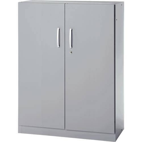 Büroschrank, 3OH, abschließbar, mit aufliegenden Türen, B 950 mm, Weißalu