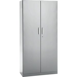 Büroschrank, 5 OH, abschließbar, mit aufliegenden Türen, B 950 mm, Weißalu Büroschrank, 5 OH, abschließbar, mit aufliegenden Türen, B 950 mm, Weißalu