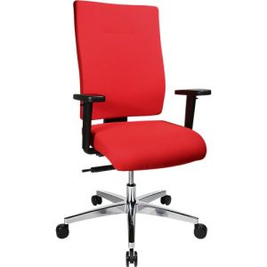 Bürostuhl PROFI STAR 15 high, mit Armlehnen, Synchronmechanik, Flachsitz, für große Menschen, rot/alusilber Bürostuhl PROFI STAR 15 high, mit Armlehnen, Synchronmechanik, Flachsitz, für große Menschen, rot/alusilber