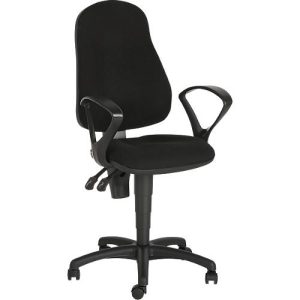 Bürostuhl Punkt Ergo, Permanentkontakt, mit Armlehnen, ergonomische Lehne, breite Sitzfläche, schwarz Bürostuhl Punkt Ergo, Permanentkontakt, mit Armlehnen, ergonomische Lehne, breite Sitzfläche, schwarz