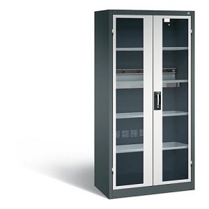 C+P Akkuladeschrank Basic mit Sichtfenster aus Acrylglas, H 1950 x B 930 x T 500 mm, Anthrazit/Lichtgrau C+P Akkuladeschrank Basic mit Sichtfenster aus Acrylglas, H 1950 x B 930 x T 500 mm, Anthrazit/Lichtgrau