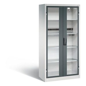 C+P Akkuladeschrank Basic mit Sichtfenster aus Acrylglas, H 1950 x B 930 x T 500 mm, Lichtgrau/Anthrazit C+P Akkuladeschrank Basic mit Sichtfenster aus Acrylglas, H 1950 x B 930 x T 500 mm, Lichtgrau/Anthrazit