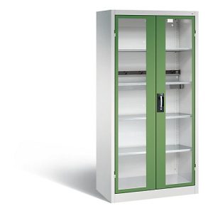 C+P Akkuladeschrank Basic mit Sichtfenster aus Acrylglas, H 1950 x B 930 x T 500 mm, Lichtgrau/Resedagrün C+P Akkuladeschrank Basic mit Sichtfenster aus Acrylglas, H 1950 x B 930 x T 500 mm, Lichtgrau/Resedagrün