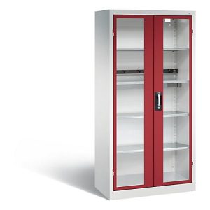 C+P Akkuladeschrank Basic mit Sichtfenster aus Acrylglas, H 1950 x B 930 x T 500 mm, Lichtgrau/Rubinrot C+P Akkuladeschrank Basic mit Sichtfenster aus Acrylglas, H 1950 x B 930 x T 500 mm, Lichtgrau/Rubinrot