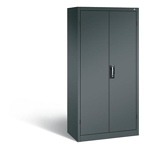 C+P Akkuladeschrank Comfort mit Vollblechtüren und Schubladenblock, H 1950 x B 930 x T 500 mm, Lichtgrau/Resedagrün