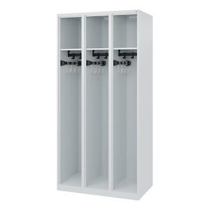 C+P Feuerwehrspind Evolo, Modell EXPERT, 3 Abteile, B 900 x T 500 x H 1850 mm, Bodengleiter, lichtgrau RAL 7035 C+P Feuerwehrspind Evolo, Modell EXPERT, 3 Abteile, B 900 x T 500 x H 1850 mm, Bodengleiter, lichtgrau RAL 7035