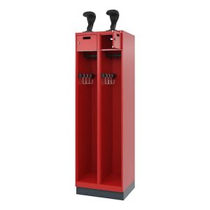 C+P Feuerwehrspind Evolo, Modell PRAKTUS, 2 Abteile, H 1950 x B 600 x T 500 mm, Sockel, feuerrot RAL 3000 C+P Feuerwehrspind Evolo, Modell PRAKTUS, 2 Abteile, H 1950 x B 600 x T 500 mm, Sockel, feuerrot RAL 3000