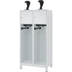 C+P Feuerwehrspind Evolo, Modell YOUNGSTER, 2 Abteile, H 1630 x B 800 x T 500 mm, Füße, lichtgrau RAL 7035 C+P Feuerwehrspind Evolo, Modell YOUNGSTER, 2 Abteile, H 1630 x B 800 x T 500 mm, Füße, lichtgrau RAL 7035