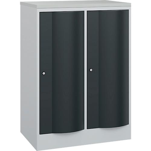 C+P Garderobenschrank Resisto, 2 Abteile, 2 Fächer, B 772 x T 540 x H 1077 mm, Lichtgrau/Anthrazitgrau