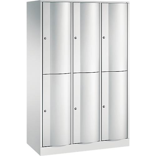 C+P Garderobenspind Resisto, 3 Abteile, 6 Fächer, B 1148 x T 540 x H 1950 mm, Lichtgrau/Clowngrün