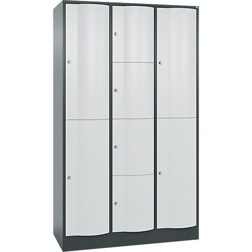 C+P Kombi-Schließfachschrank Resisto, 3 Abteile, 10 Fächer, B 1148 x T 540 x H 1950 mm,Anthrazitgrau/Lichtgrau
