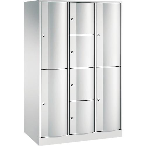C+P Kombi-Schließfachschrank Resisto, 3 Abteile, 10 Fächer, B 1148 x T 640 x H 1950 mm,Lichtgrau