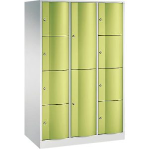 C+P Kombi-Schließfachschrank Resisto, 3 Abteile, 10 Fächer, B 1148 x T 640 x H 1950 mm, Lichtgrau