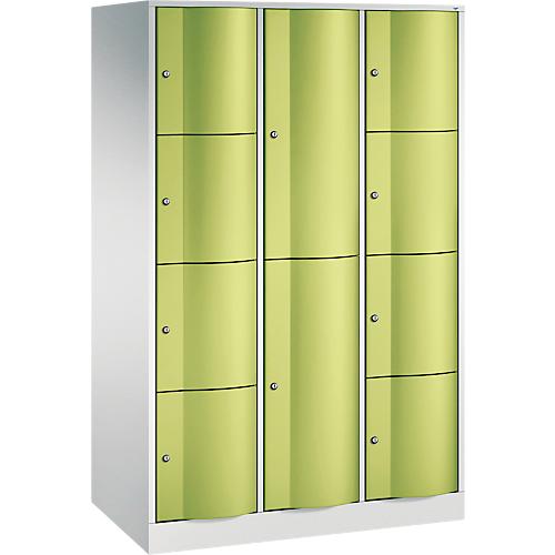 C+P Kombi-Schließfachschrank Resisto, 3 Abteile, 10 Fächer, B 1148 x T 640 x H 1950 mm, Lichtgrau