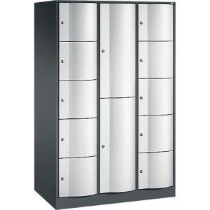 C+P Kombi-Schließfachschrank Resisto, 3 Abteile, 12 Fächer, B 1148 x T 640 x H 1950 mm, Anthrazitgrau/Lichtgrau C+P Kombi-Schließfachschrank Resisto, 3 Abteile, 12 Fächer, B 1148 x T 640 x H 1950 mm, Anthrazitgrau/Lichtgrau