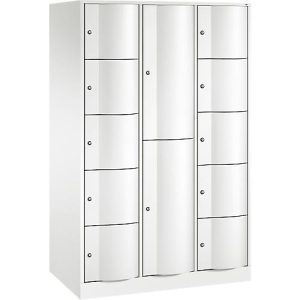 C+P Kombi-Schließfachschrank Resisto, 3 Abteile, 12 Fächer, B 1148 x T 640 x H 1950 mm, Verkehrsweiß