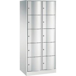 C+P Schließfachschrank Resisto, 2 Abteile, 10 Fächer, B 772 x T 540 x H 1950 mm, Lichtgrau/Clowngrün C+P Schließfachschrank Resisto, 2 Abteile, 10 Fächer, B 772 x T 540 x H 1950 mm, Lichtgrau/Clowngrün