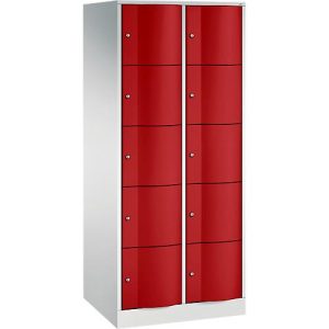 C+P Schließfachschrank Resisto, 2 Abteile, 10 Fächer, B 772 x T 640 x H 1950 mm, Lichtgrau/Enzianblau C+P Schließfachschrank Resisto, 2 Abteile, 10 Fächer, B 772 x T 640 x H 1950 mm, Lichtgrau/Enzianblau