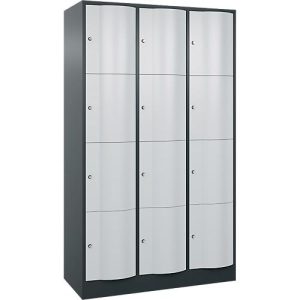 C+P Schließfachschrank Resisto, 3 Abteile, 12 Fächer, B 1148 x T 540 x H 1950 mm, Anthrazitgrau/Lichtgrau C+P Schließfachschrank Resisto, 3 Abteile, 12 Fächer, B 1148 x T 540 x H 1950 mm, Anthrazitgrau/Lichtgrau