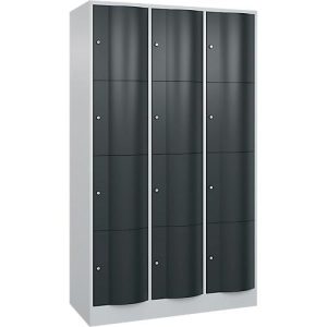 C+P Schließfachschrank Resisto, 3 Abteile, 12 Fächer, B 1148 x T 540 x H 1950 mm, Lichtgrau/Anthrazitgrau C+P Schließfachschrank Resisto, 3 Abteile, 12 Fächer, B 1148 x T 540 x H 1950 mm, Lichtgrau/Anthrazitgrau