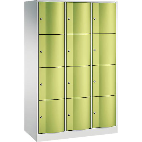 C+P Schließfachschrank Resisto, 3 Abteile, 12 Fächer, B 1148 x T 540 x H 1950 mm, Lichtgrau