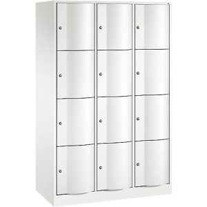 C+P Schließfachschrank Resisto, 3 Abteile, 12 Fächer, B 1148 x T 540 x H 1950 mm, Verkehrsweiß C+P Schließfachschrank Resisto, 3 Abteile, 12 Fächer, B 1148 x T 540 x H 1950 mm, Verkehrsweiß
