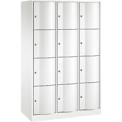 C+P Schließfachschrank Resisto, 3 Abteile, 12 Fächer, B 1148 x T 540 x H 1950 mm, Verkehrsweiß