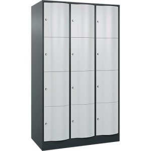 C+P Schließfachschrank Resisto, 3 Abteile, 12 Fächer, B 1148 x T 640 x H 1950 mm, Anthrazitgrau/Lichtgrau C+P Schließfachschrank Resisto, 3 Abteile, 12 Fächer, B 1148 x T 640 x H 1950 mm, Anthrazitgrau/Lichtgrau