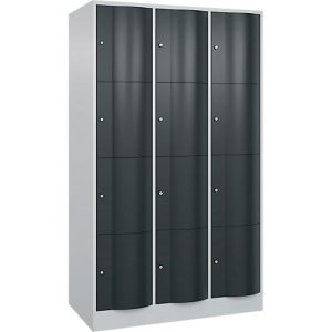 C+P Schließfachschrank Resisto, 3 Abteile, 12 Fächer, B 1148 x T 640 x H 1950 mm, Lichtgrau/Anthrazitgrau C+P Schließfachschrank Resisto, 3 Abteile, 12 Fächer, B 1148 x T 640 x H 1950 mm, Lichtgrau/Anthrazitgrau