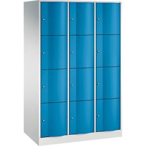 C+P Schließfachschrank Resisto, 3 Abteile, 12 Fächer, B 1148 x T 640 x H 1950 mm, Lichtgrau/Clowngrün C+P Schließfachschrank Resisto, 3 Abteile, 12 Fächer, B 1148 x T 640 x H 1950 mm, Lichtgrau/Clowngrün