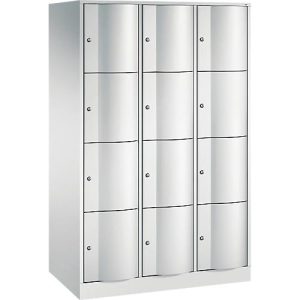 C+P Schließfachschrank Resisto, 3 Abteile, 12 Fächer, B 1148 x T 640 x H 1950 mm, Lichtgrau/Rubinrot C+P Schließfachschrank Resisto, 3 Abteile, 12 Fächer, B 1148 x T 640 x H 1950 mm, Lichtgrau/Rubinrot