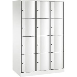 C+P Schließfachschrank Resisto, 3 Abteile, 12 Fächer, B 1148 x T 640 x H 1950 mm, Verkehrsweiß C+P Schließfachschrank Resisto, 3 Abteile, 12 Fächer, B 1148 x T 640 x H 1950 mm, Verkehrsweiß
