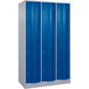 C+P Schließfachschrank Resisto, 3 Abteile, 12 Fächer, B 1148 x T 640 x H 1950 mm, Weißalu/Enzianblau C+P Schließfachschrank Resisto, 3 Abteile, 12 Fächer, B 1148 x T 640 x H 1950 mm, Weißalu/Enzianblau
