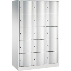 C+P Schließfachschrank Resisto, 3 Abteile, 15 Fächer, B 1148 x T 540 x H 1950 mm, Lichtgrau/Clowngrün C+P Schließfachschrank Resisto, 3 Abteile, 15 Fächer, B 1148 x T 540 x H 1950 mm, Lichtgrau/Clowngrün
