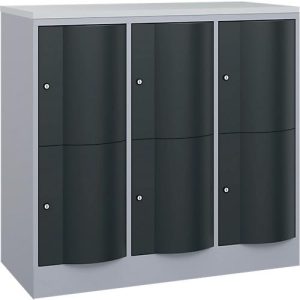 C+P Schließfachschrank Resisto, 3 Abteile, 6 Fächer, B 1148 x T 540 x H 1077 mm, Weißalu/Anthrazitgrau C+P Schließfachschrank Resisto, 3 Abteile, 6 Fächer, B 1148 x T 540 x H 1077 mm, Weißalu/Anthrazitgrau