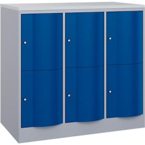 C+P Schließfachschrank Resisto, 3 Abteile, 6 Fächer, B 1148 x T 640 x H 1077 mm, Weißalu/Enzianblau C+P Schließfachschrank Resisto, 3 Abteile, 6 Fächer, B 1148 x T 640 x H 1077 mm, Weißalu/Enzianblau