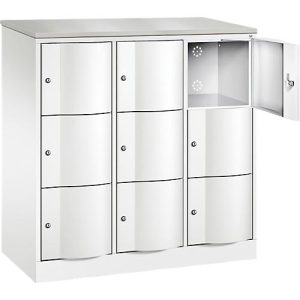 C+P Schließfachschrank Resisto, 3 Abteile, 9 Fächer, B 1148 x T 540 x H 1255 mm, Lichtgrau C+P Schließfachschrank Resisto, 3 Abteile, 9 Fächer, B 1148 x T 540 x H 1255 mm, Lichtgrau