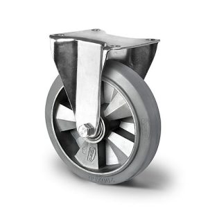 CASCOO Bockrolle BAF2, mit Rad-ø 160 mm x B 50 mm, Aluminium-Felge, Elastik-Lauffläche, grau, Doppelkugellager, bis 400 kg CASCOO Bockrolle BAF2, mit Rad-ø 160 mm x B 50 mm, Aluminium-Felge, Elastik-Lauffläche, grau, Doppelkugellager, bis 400 kg