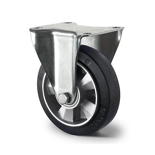 CASCOO Bockrolle BAF4, mit Rad-ø 160 mm x B 50 mm, Aluminium-Felge, Elastik-Lauffläche, schwarz, Doppelkugellager, bis 400 kg