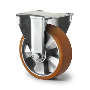CASCOO Bockrolle BAU5, mit Rad-ø 200 mm x B 50 mm, Aluminium-Felge, Polyurethan-Lauffläche, braun, Doppelkugellager, bis 700 kg CASCOO Bockrolle BAU5, mit Rad-ø 200 mm x B 50 mm, Aluminium-Felge, Polyurethan-Lauffläche, braun, Doppelkugellager, bis 700 kg