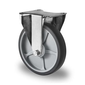 CASCOO Bockrolle P2G2, mit Rad-ø 200 mm x B 40 mm, Polypropylen-Felge, Elastomer-Lauffläche, grau, Kugellager, bis 250 kg CASCOO Bockrolle P2G2, mit Rad-ø 200 mm x B 40 mm, Polypropylen-Felge, Elastomer-Lauffläche, grau, Kugellager, bis 250 kg