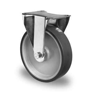 CASCOO Bockrolle P2V2, mit Rad-ø 160 mm x B 40 mm, Polypropylen-Felge, Elastomer-Lauffläche, grau, Rollenlager, bis 200 kg CASCOO Bockrolle P2V2, mit Rad-ø 160 mm x B 40 mm, Polypropylen-Felge, Elastomer-Lauffläche, grau, Rollenlager, bis 200 kg