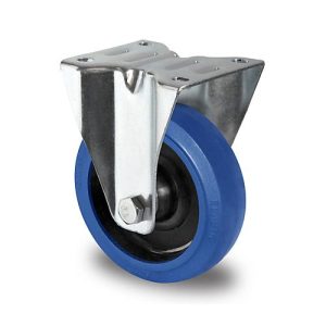 CASCOO Bockrolle R4F1, mit Rad-ø 160 mm x B 46 mm, Polyamid-Felge, Elastik-Lauffläche, blau, Rollenlager, bis 300 kg CASCOO Bockrolle R4F1, mit Rad-ø 160 mm x B 46 mm, Polyamid-Felge, Elastik-Lauffläche, blau, Rollenlager, bis 300 kg