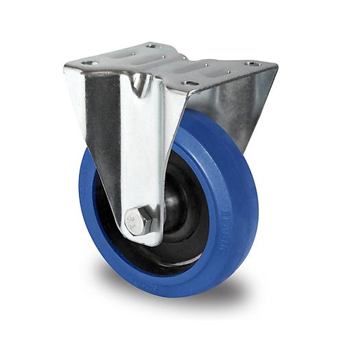 CASCOO Bockrolle R4F1, mit Rad-ø 160 mm x B 46 mm, Polyamid-Felge, Elastik-Lauffläche, blau, Rollenlager, bis 300 kg