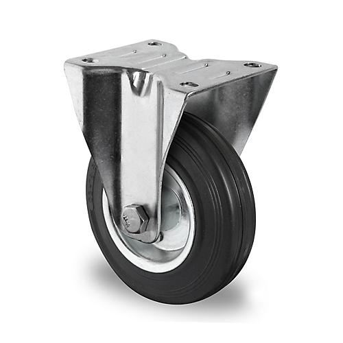 CASCOO Bockrolle SWS4, mit Rad-ø 80 mm x B 35 mm, Stahl-Felge, Vollgummi-Lauffläche, schwarz, Rollenlager, bis 70 kg