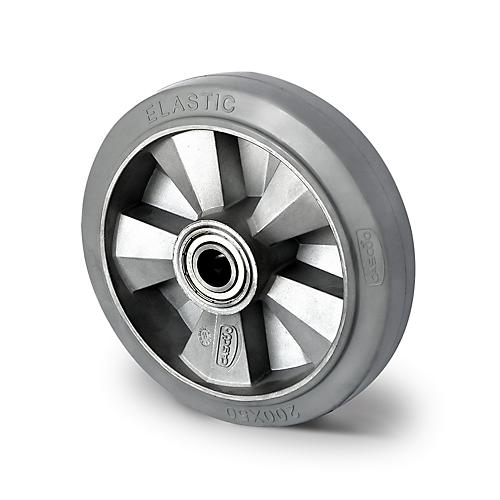 CASCOO Einbaurad BAF2, mit Rad-ø 200 mm x B 50 mm, Aluminium-Felge, Elastik-Lauffläche, grau, Doppelkugellager, bis 500 kg