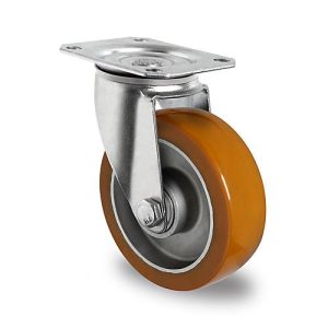 CASCOO Lenkrolle AAU5, mit Rad-ø 100 mm x B 40 mm, Aluminium-Felge, Polyurethan-Lauffläche, braun, Doppelkugellager, bis 250 kg CASCOO Lenkrolle AAU5, mit Rad-ø 100 mm x B 40 mm, Aluminium-Felge, Polyurethan-Lauffläche, braun, Doppelkugellager, bis 250 kg