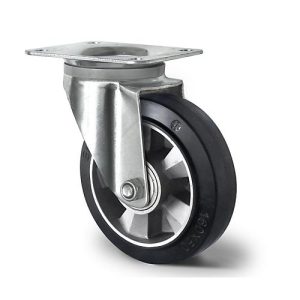 CASCOO Lenkrolle BAF4, mit Rad-ø 125 mm x B 50 mm, Aluminium-Felge, Elastik-Lauffläche, schwarz, Doppelkugellager, bis 300 kg CASCOO Lenkrolle BAF4, mit Rad-ø 125 mm x B 50 mm, Aluminium-Felge, Elastik-Lauffläche, schwarz, Doppelkugellager, bis 300 kg