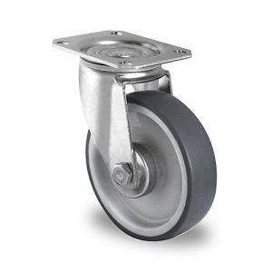 CASCOO Lenkrolle P2V2, mit Rad-ø 160 mm x B 40 mm, Polypropylen-Felge, Elastomer-Lauffläche, grau, Rollenlager, bis 200 kg CASCOO Lenkrolle P2V2, mit Rad-ø 160 mm x B 40 mm, Polypropylen-Felge, Elastomer-Lauffläche, grau, Rollenlager, bis 200 kg