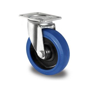 CASCOO Lenkrolle R4F1, mit Rad-ø 100 mm x B 35 mm, Polyamid-Felge, Elastik-Lauffläche, blau, Rollenlager, bis 150 kg CASCOO Lenkrolle R4F1, mit Rad-ø 100 mm x B 35 mm, Polyamid-Felge, Elastik-Lauffläche, blau, Rollenlager, bis 150 kg